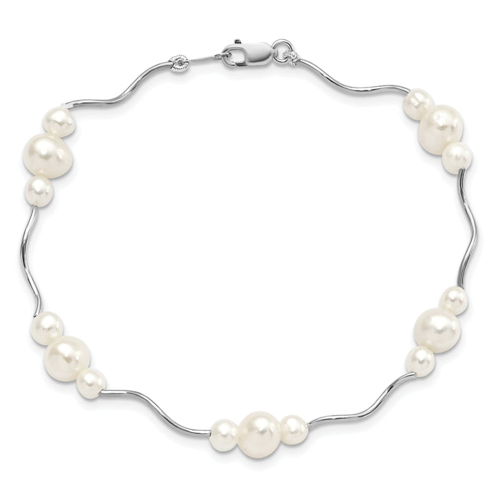 Silver Spiral Fresh Water Pearl Bracelet