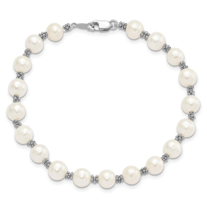 Silver White Fresh Water Pearl Bracelet