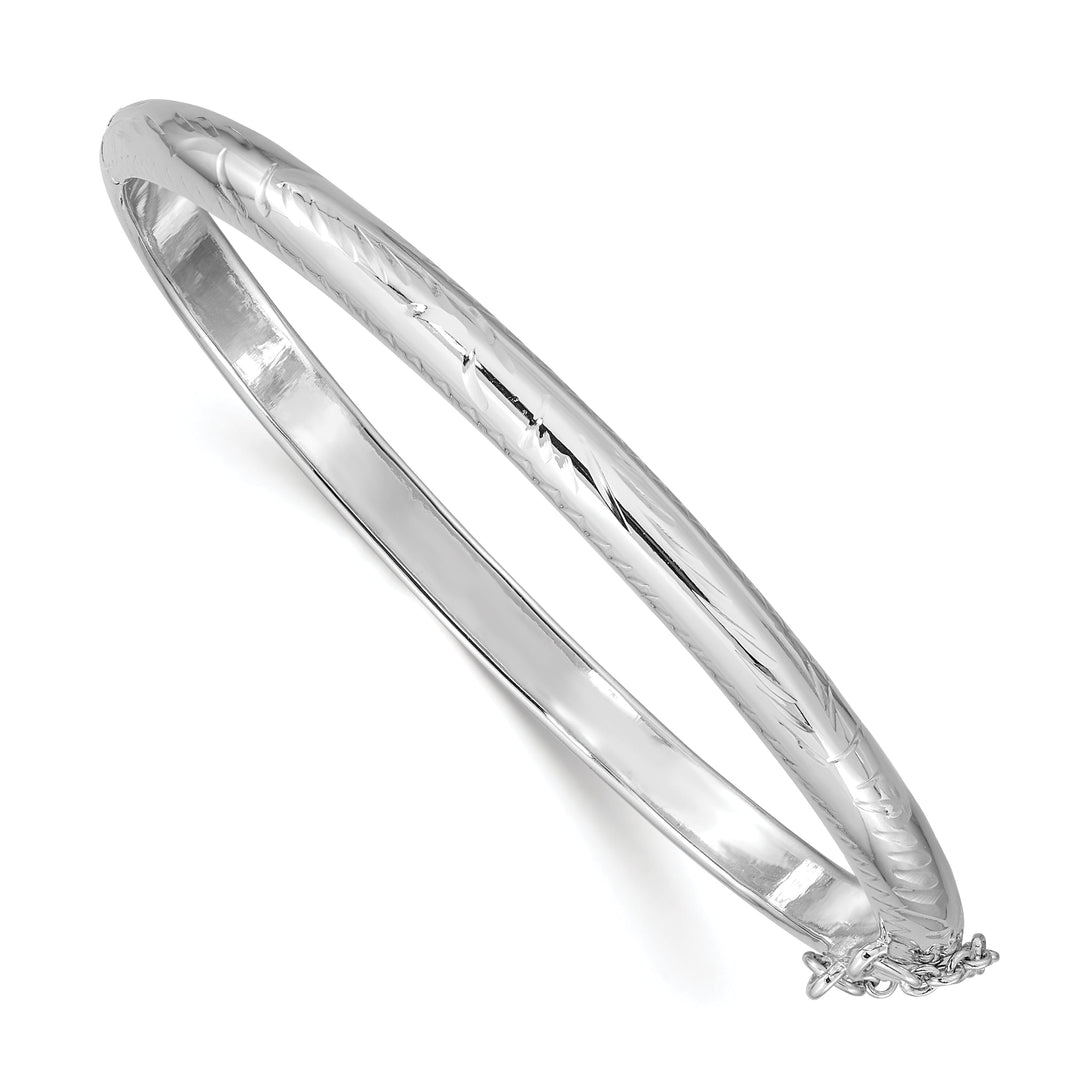 Silver Diamond Cut Fancy Hinged Bangle Bracelet