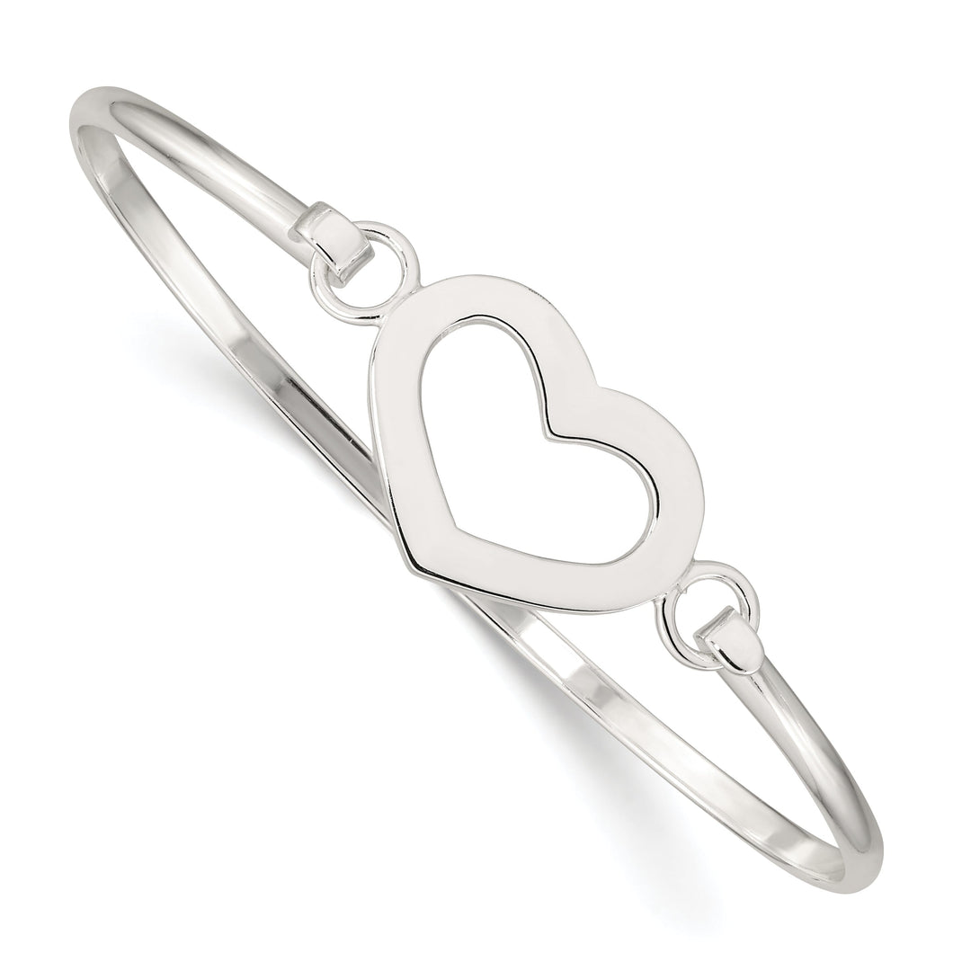 Silver Polished Finish Flexible Heart Bangle