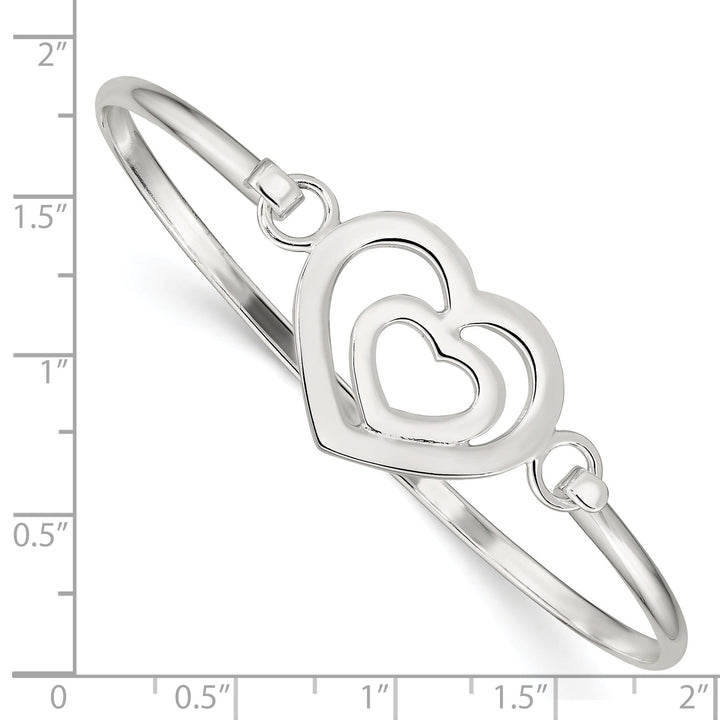 Silver Polished Finish Flexible Heart Bangle