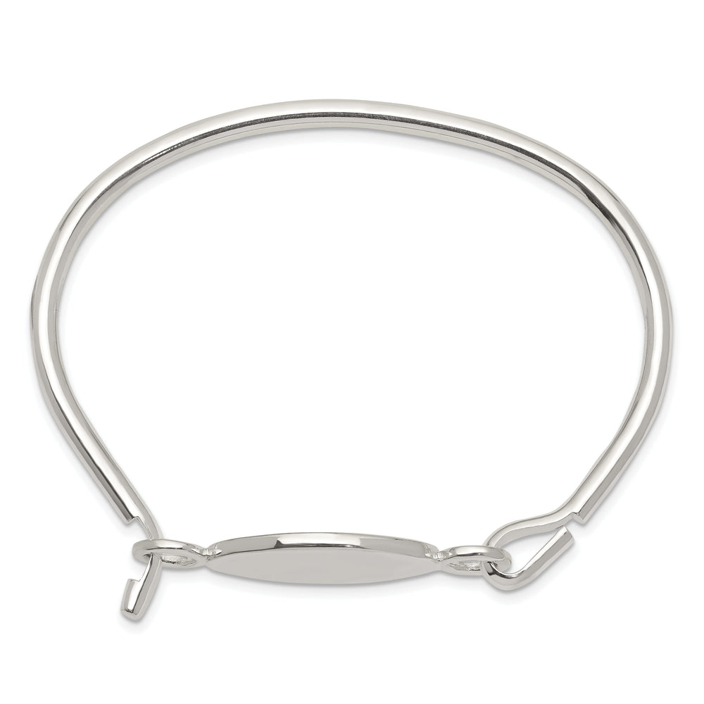 Silver Charm Bangle Flexible Round ID Bracelet