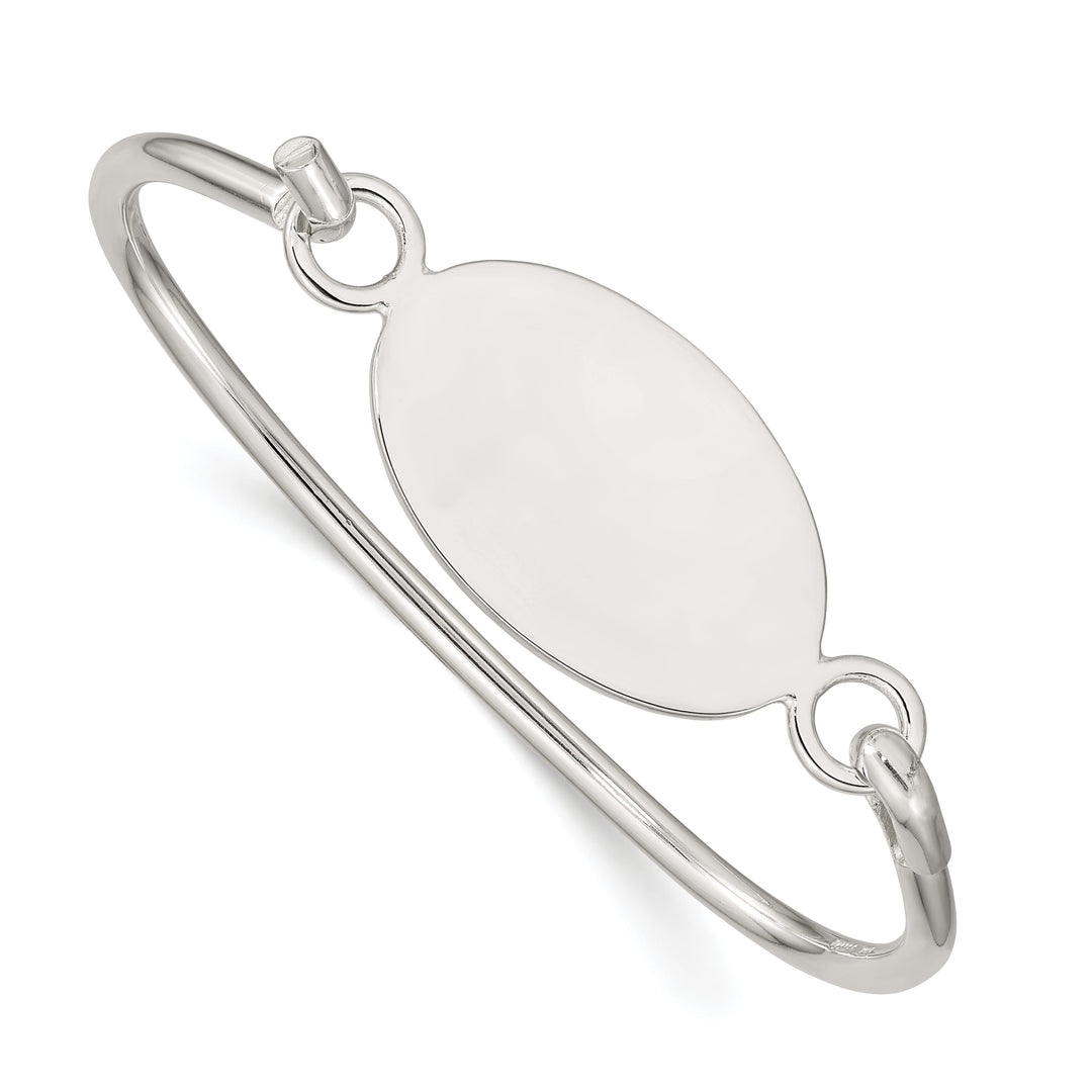 Silver Charm Bangle Flexible Round ID Bracelet