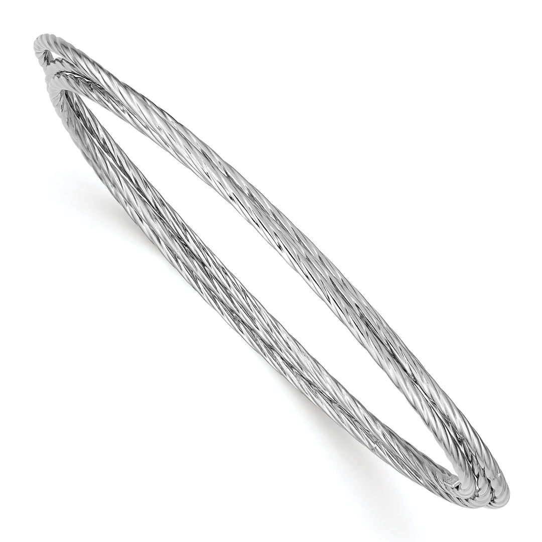 Silver Moveable Intertwined 8in Bangle Bracelet