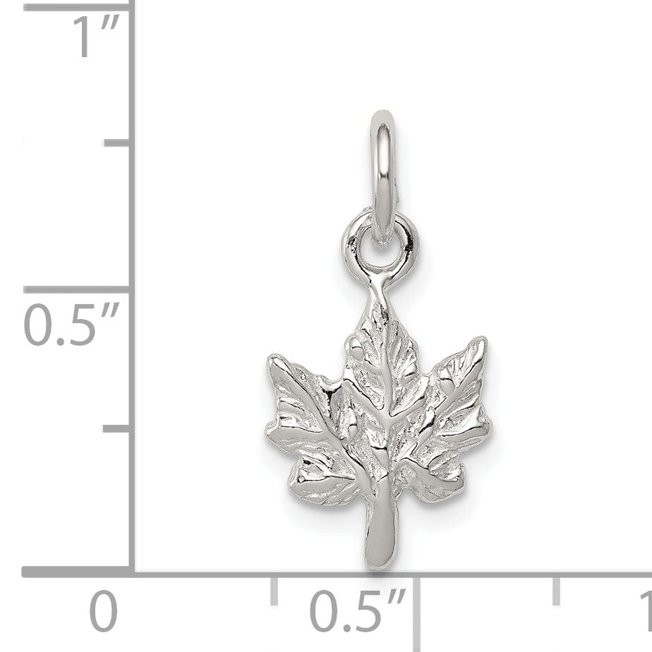 Sterling Silver Polished 3-D Maple Leaf Charm