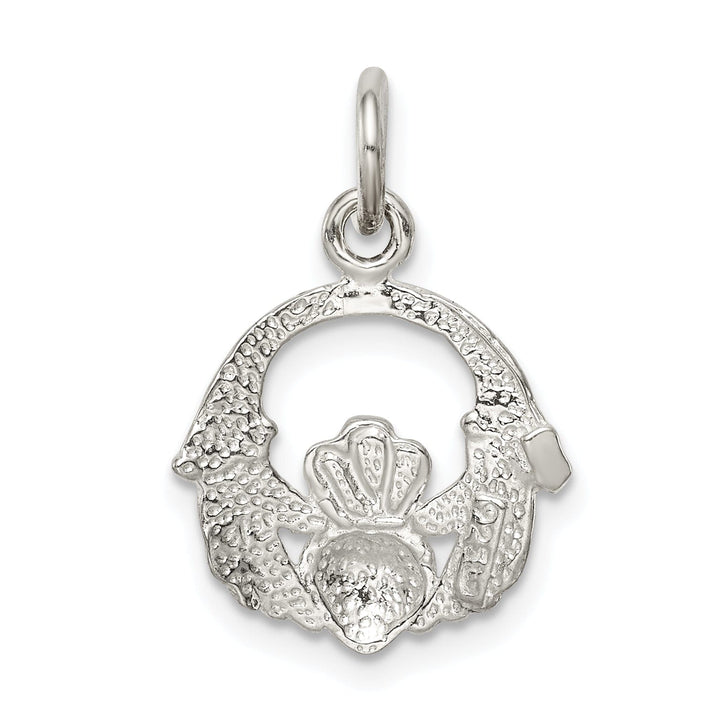 Solid Sterling Silver Polished Claddagh Charm