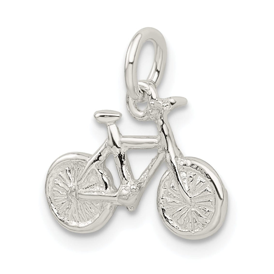 Solid Sterling Silver 3 D Bicycle Charm Pendant