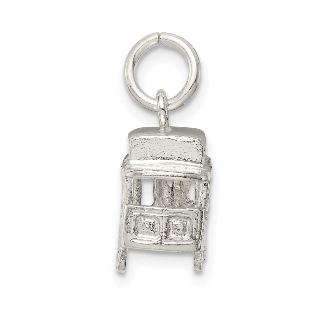 Solid Sterling Silver 3 D Caboose Charm Pendant