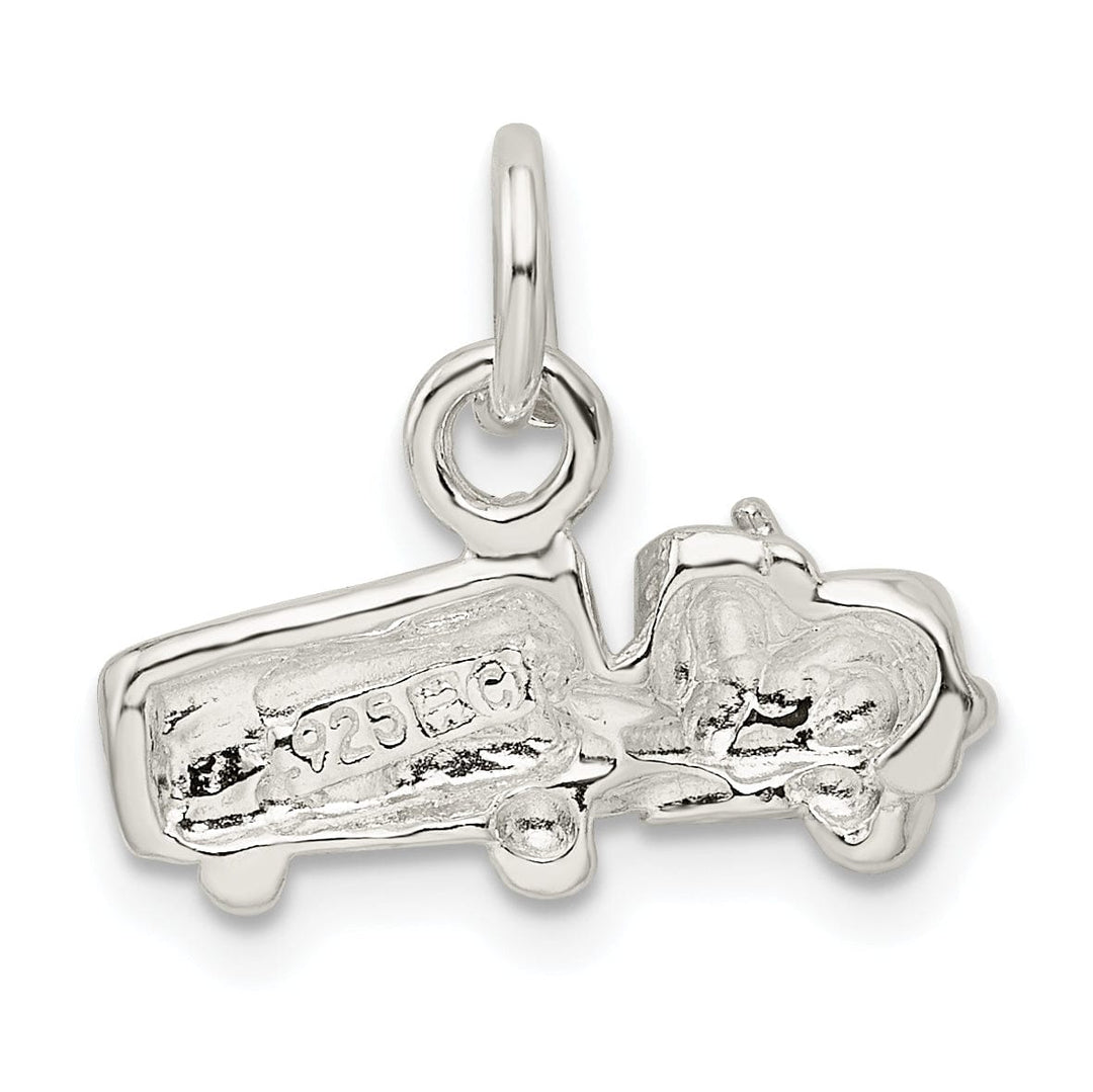 Silver Polished 3-D Semi with Trailer Pendant