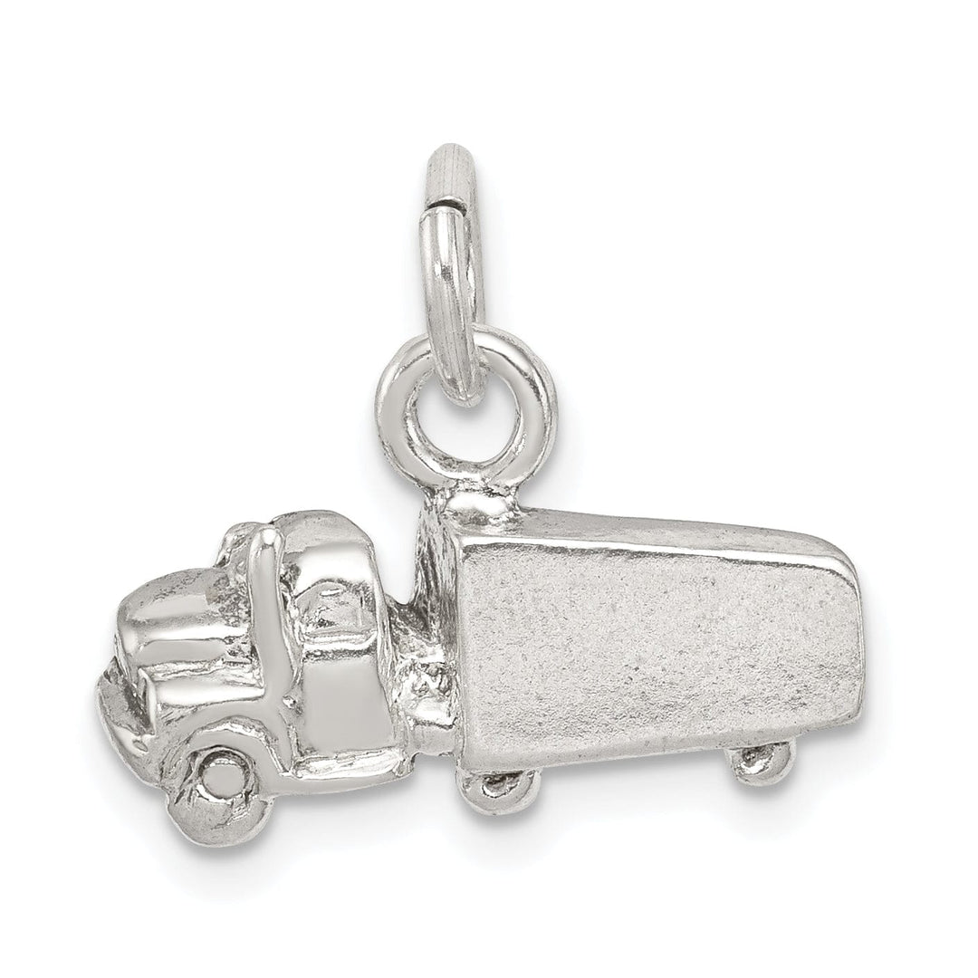 Silver Polished 3-D Semi with Trailer Pendant
