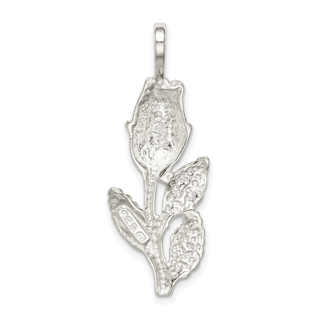 Solid Sterling Silver Polished Rose Bud Charm
