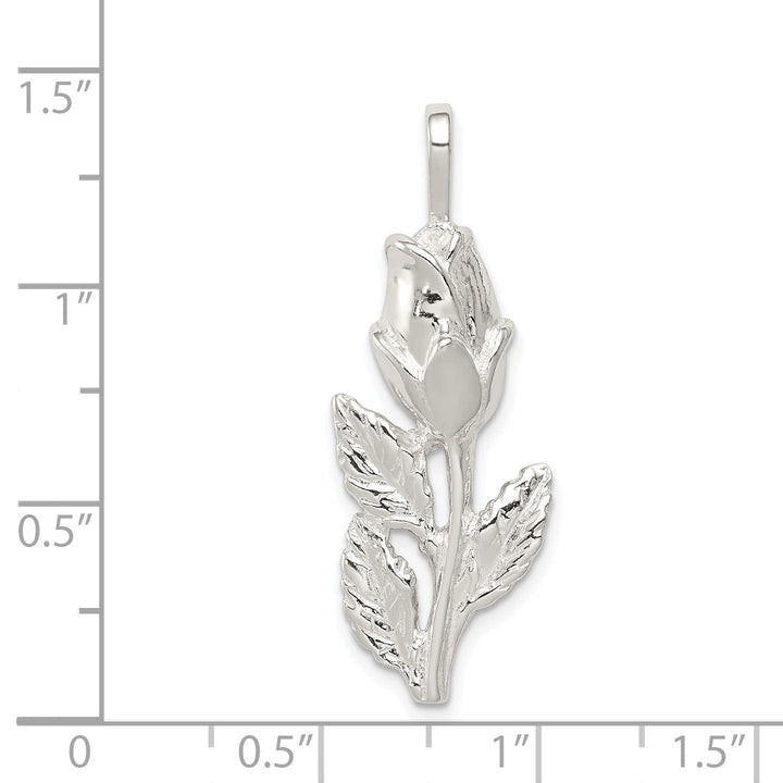 Solid Sterling Silver Polished Rose Bud Charm