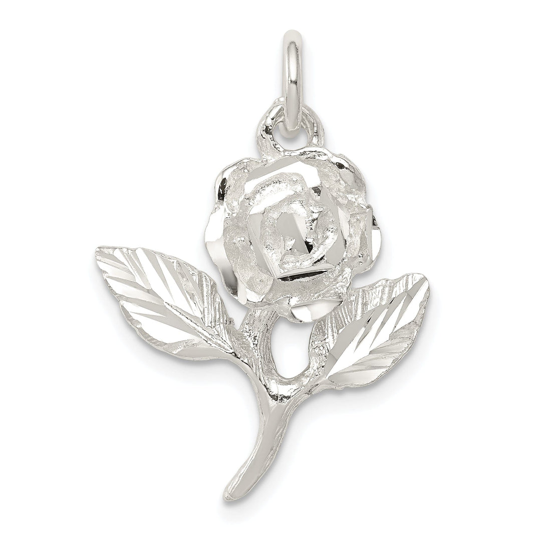Solid Sterling Silver Rose Pendant Polish Charm