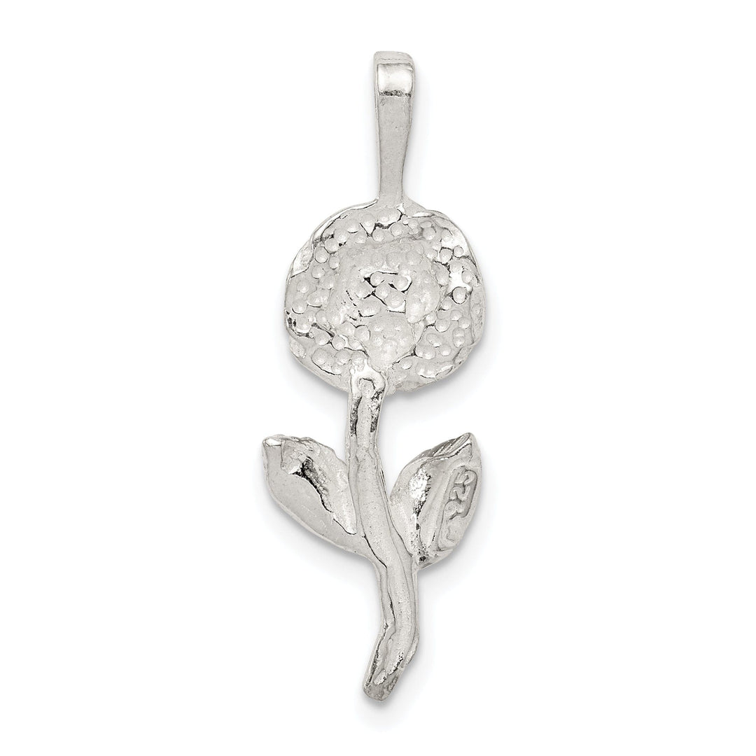 Solid Sterling Silver Polish Finish Rose Charm