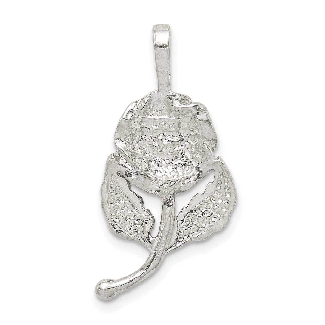 Solid Sterling Silver Polish Finish Rose Charm