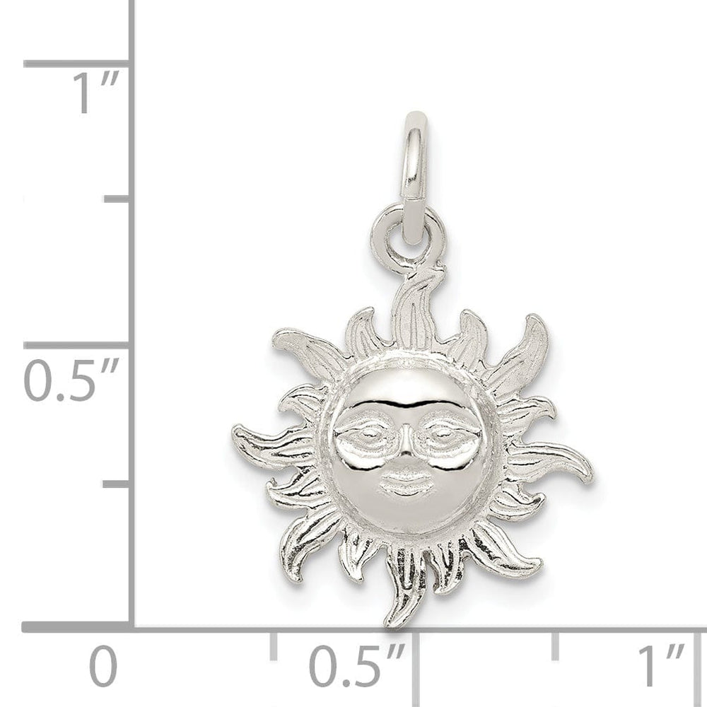 Sterling Silver Polished Sun Charm Pendant