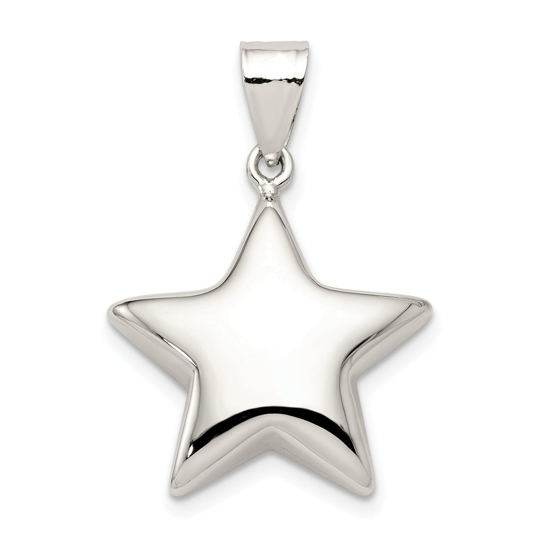 Silver Polished Hollow 3-D Star Charm Pendant
