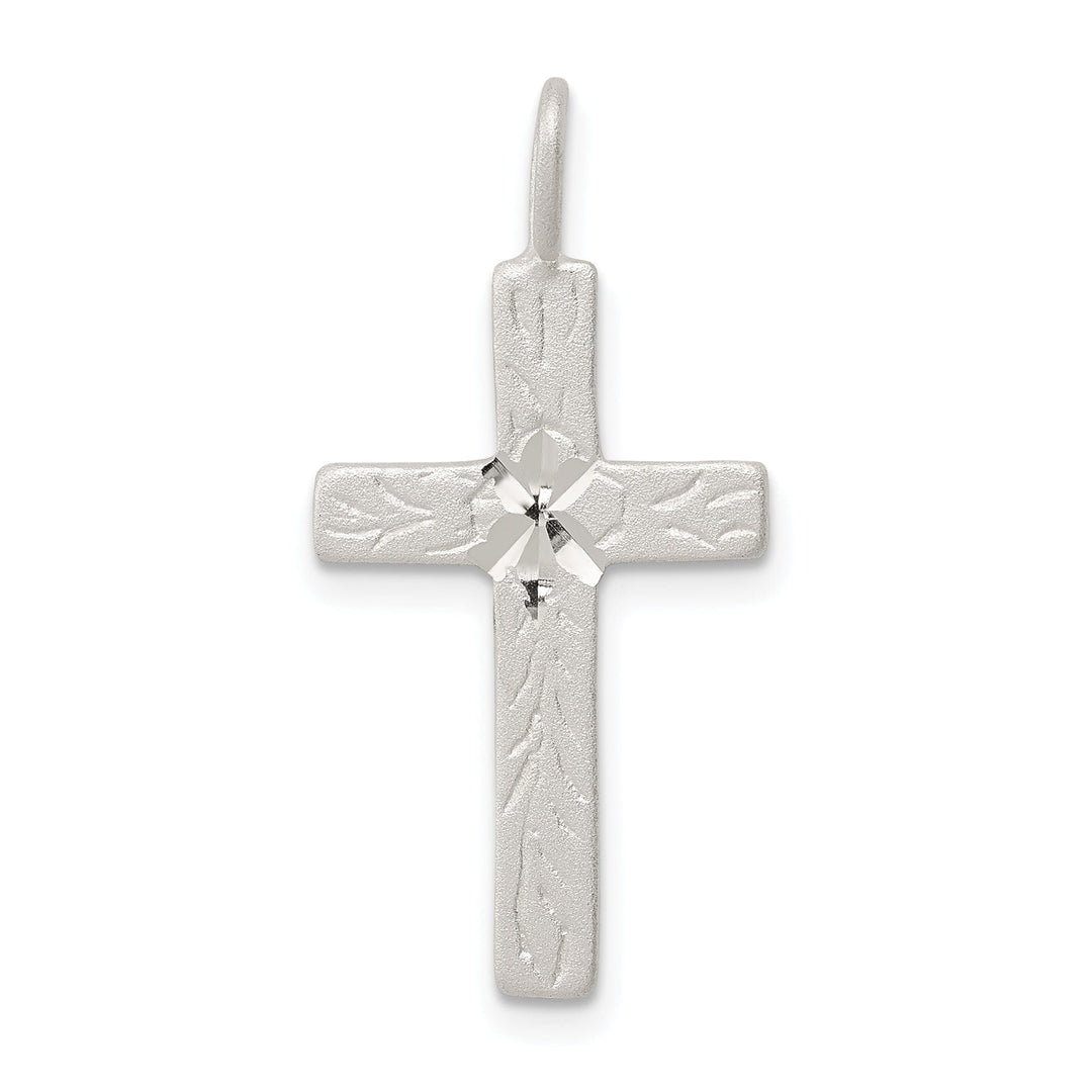 Silver Polish Satin Finish Latin Cross Pendant