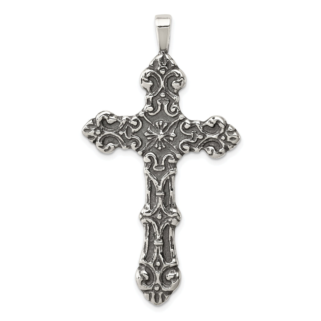 Solid Sterling Silver Antique Cross Pendant