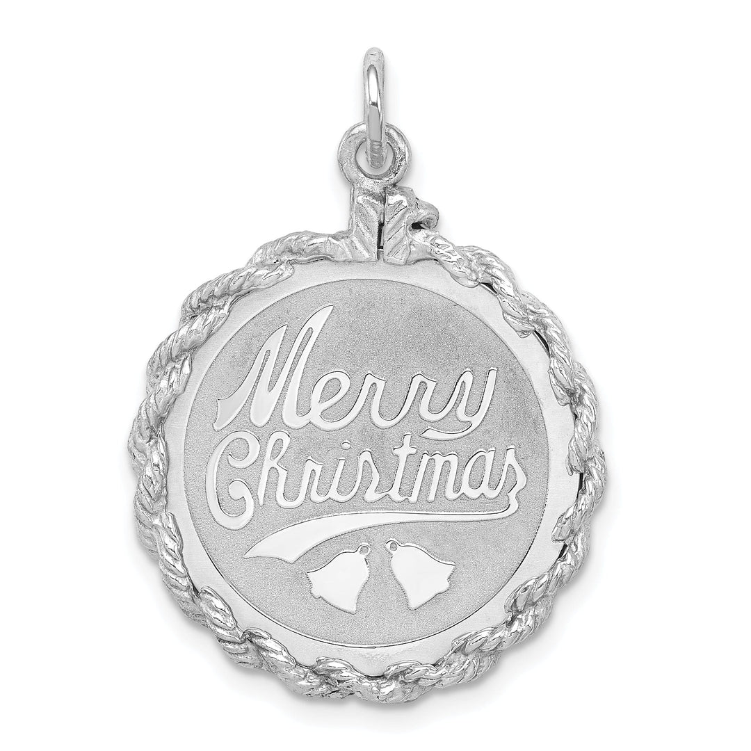Silver Merry Christmas Disc Charm Pendant