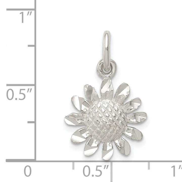 Sterling Silver Polished Finish Floral Charm
