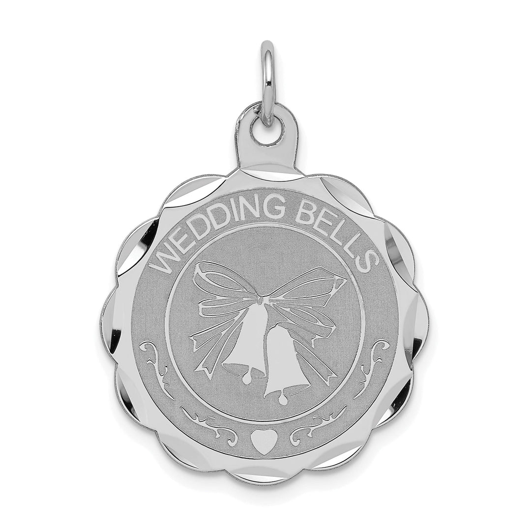 Sterling Silver Solid Wedding Bells Disc Charm