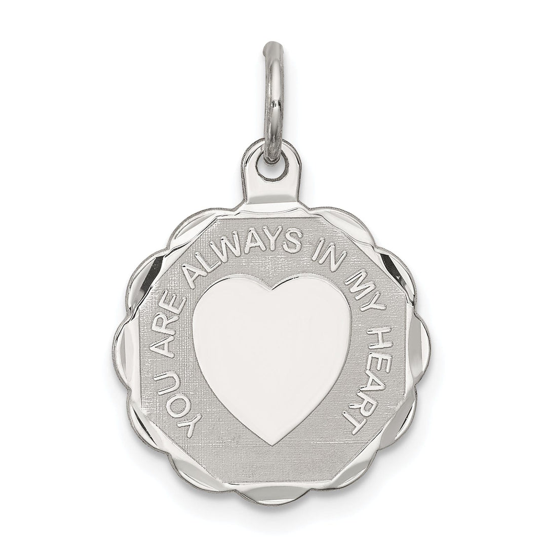 Silver Your Always In My Heart Disc Charm