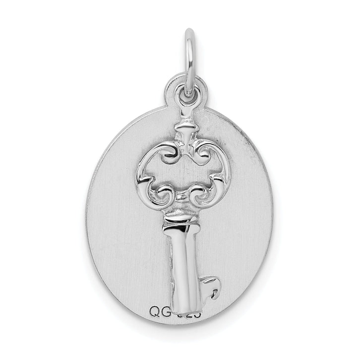 Sterling Silver Polished Oval with key Pendant
