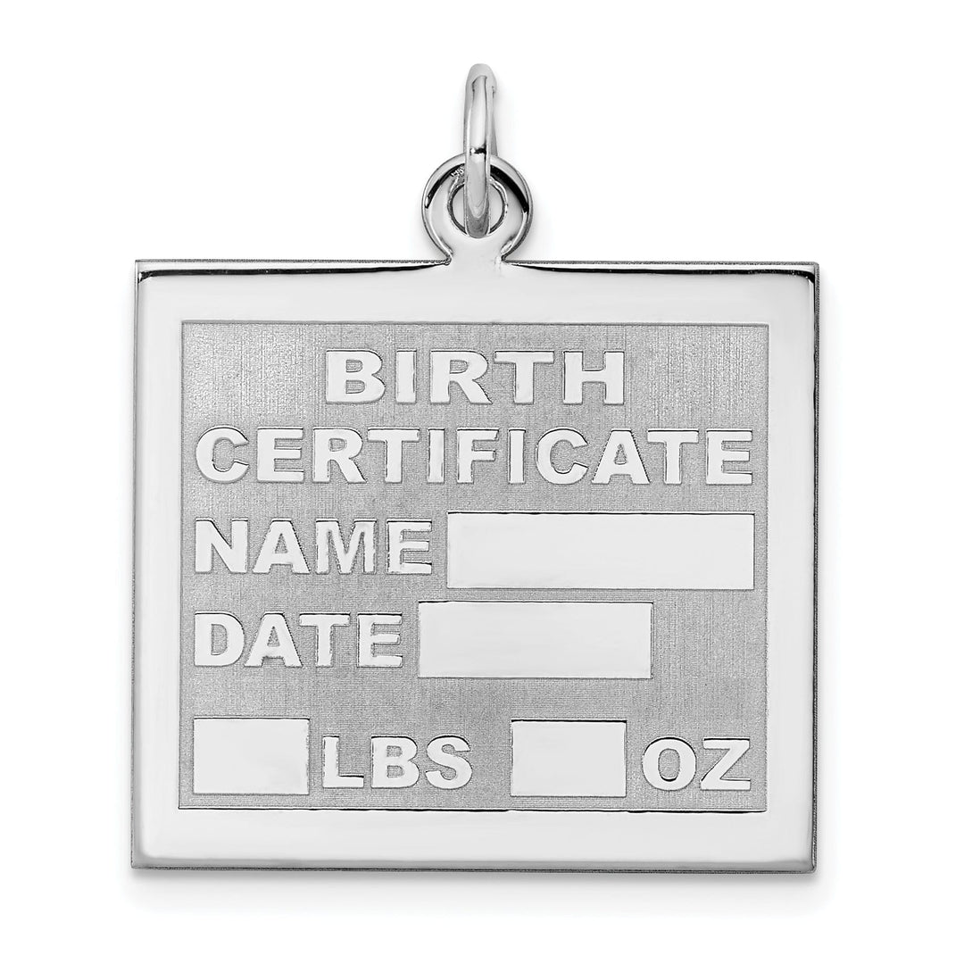 Sterling Silver Birth Certificate Charm Pendate