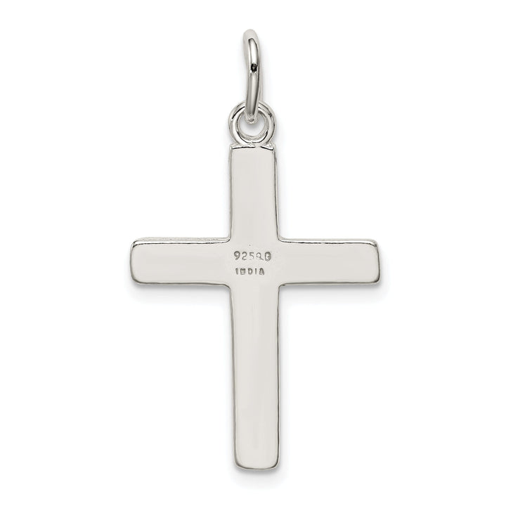 Silver Polished Textured Latin Cross Pendant