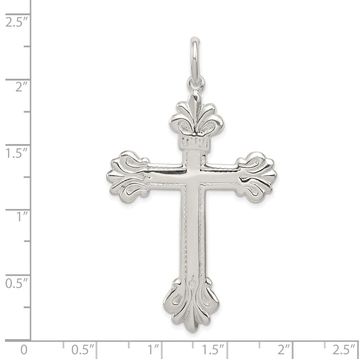 Sterling Silver INRI Budded Cross Pendant