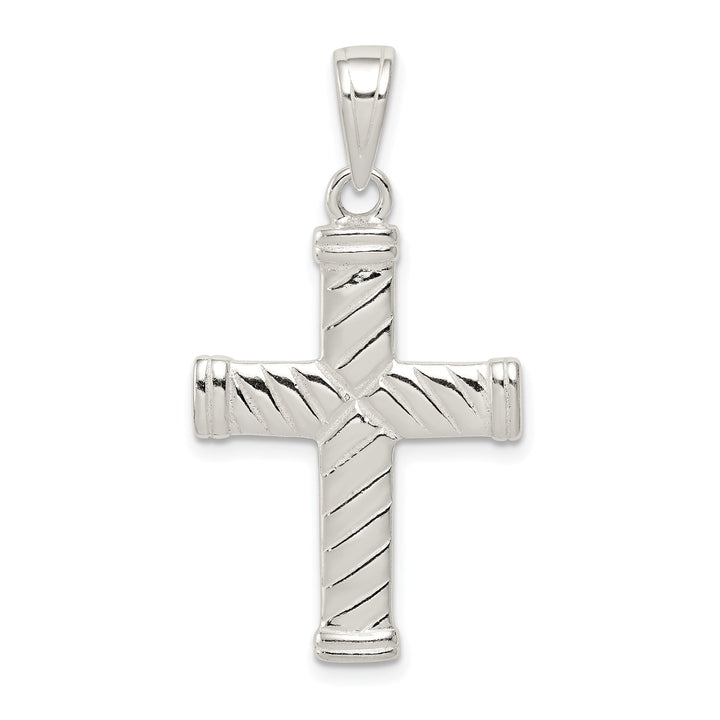 Silver Polished Finish Reversible Cross Pendant