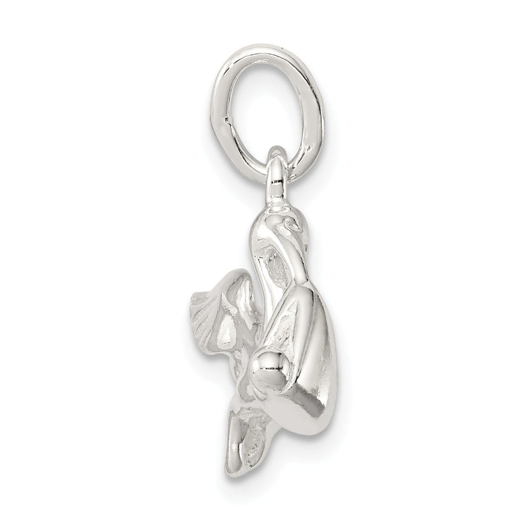Silver 3-D Stork with Baby Charm Pendant
