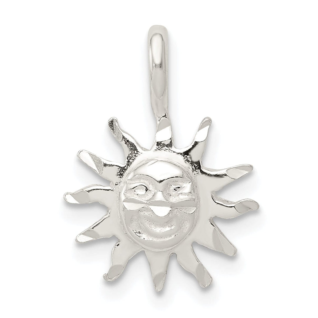 Solid Sterling Silver Polish Sun Charm Pendant