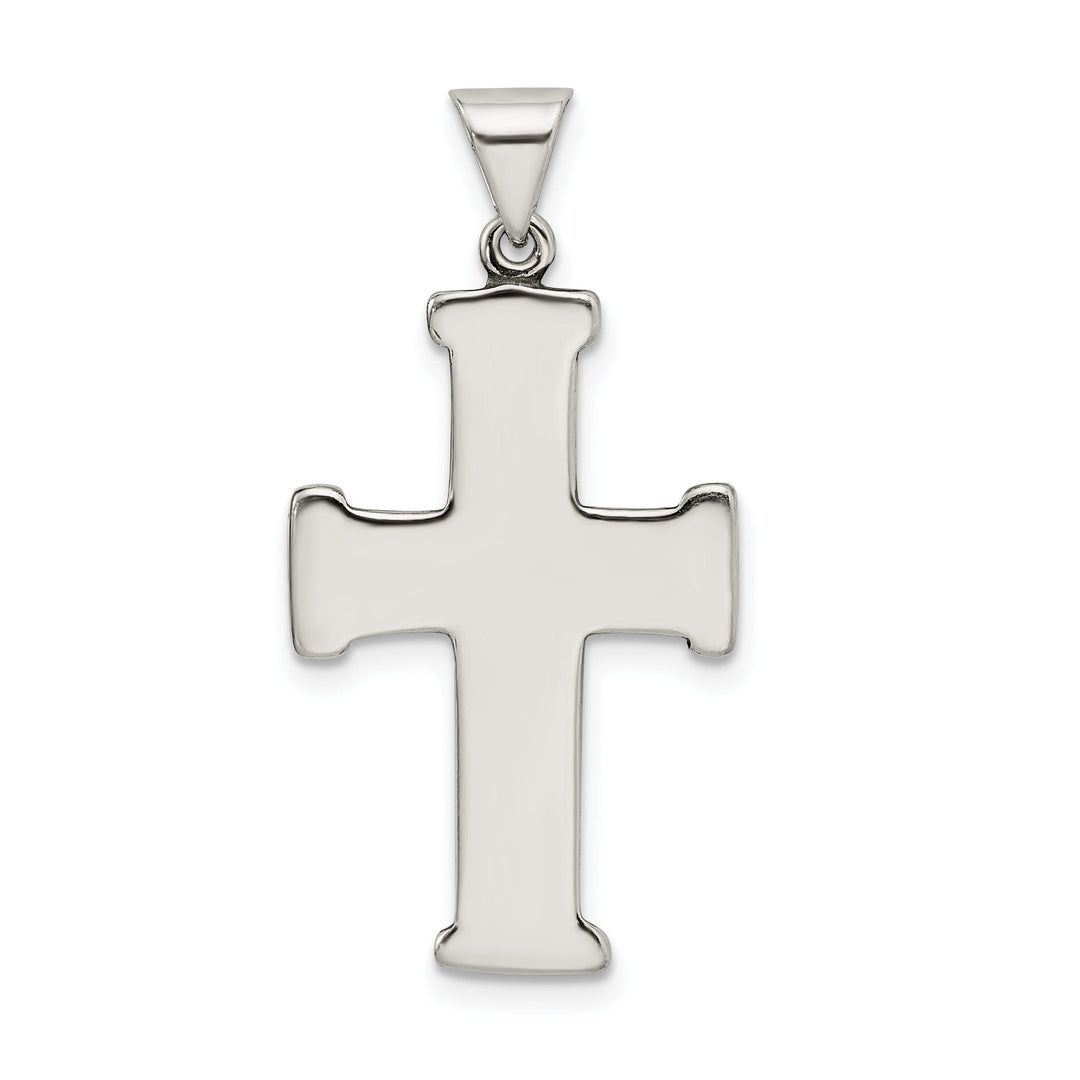 Silver Antiqued Polished Textured Cross Pendant