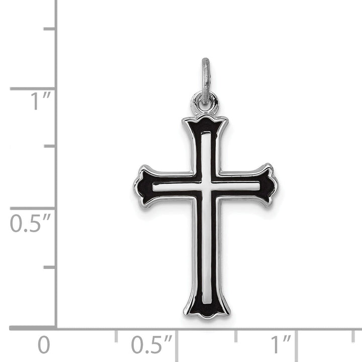 Solid Sterling Silver Enameled Cross Charm