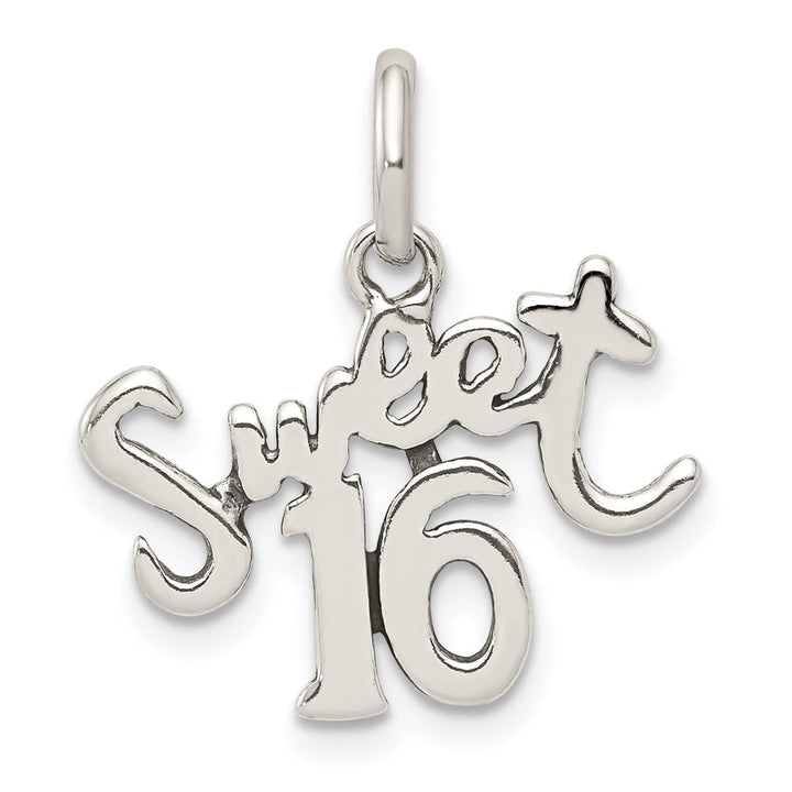 Sterling Silver Antiqued Finish Sweet 16 Charm