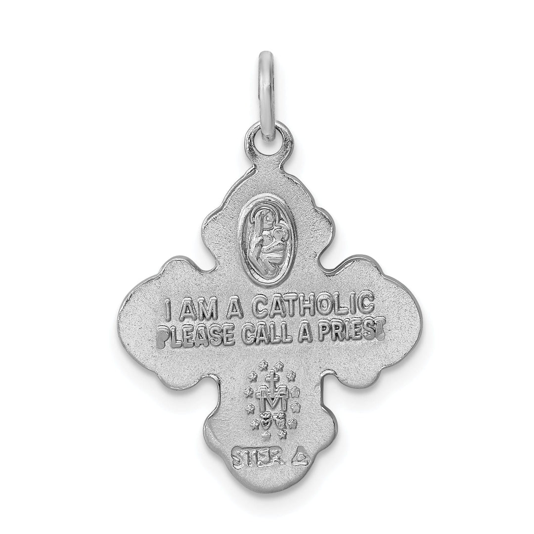 Sterling Silver Satin 4-way Medal
