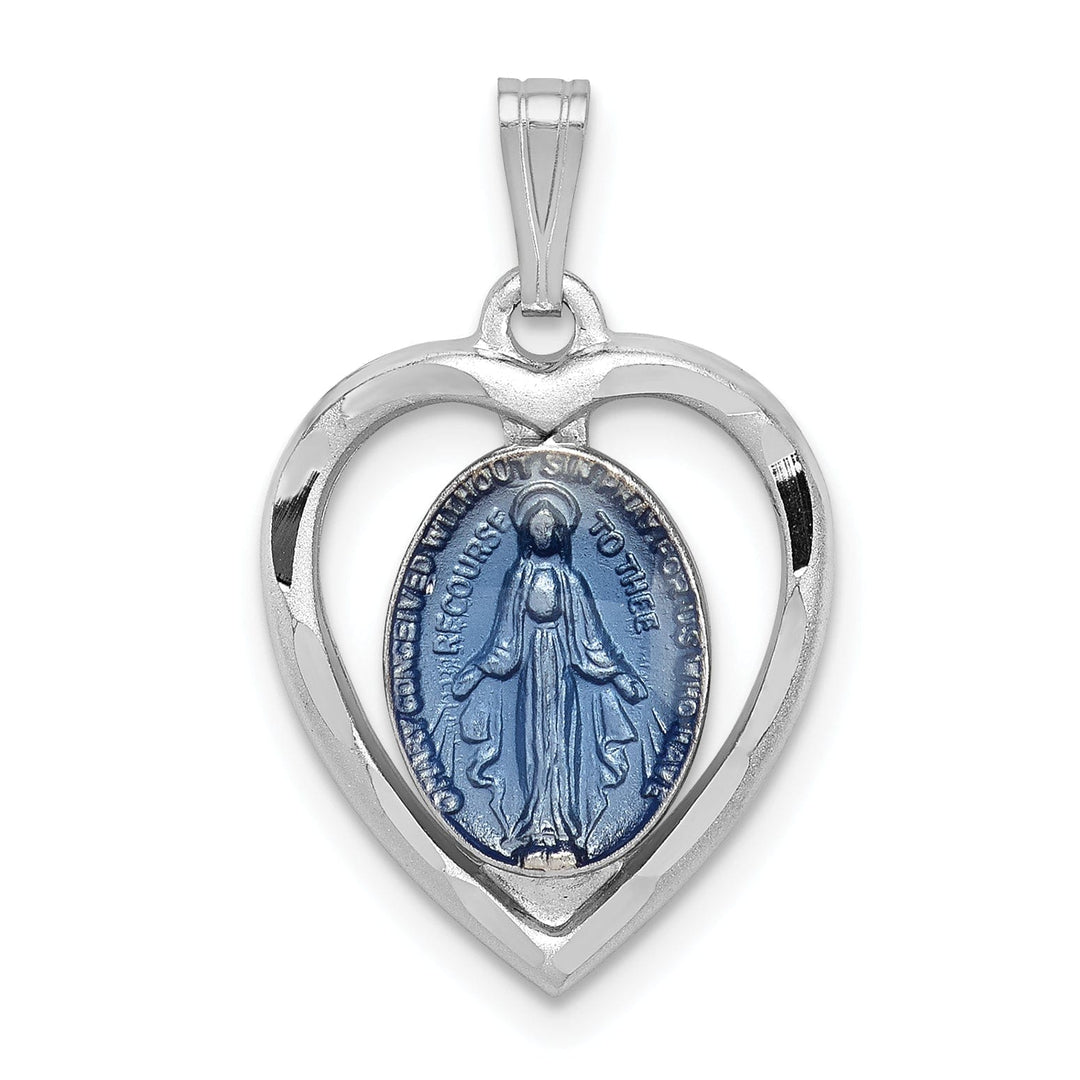 Sterling Silver Miraculous Heart Medal