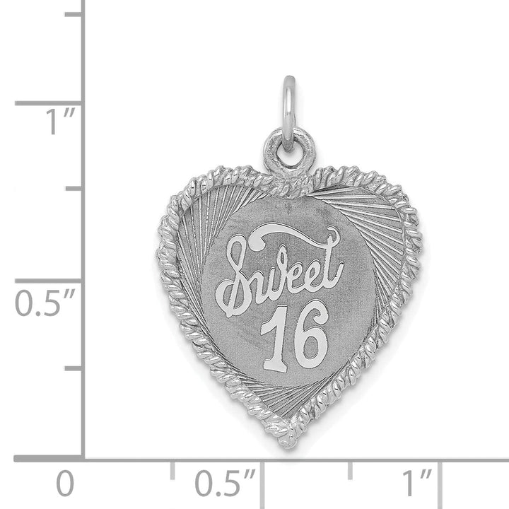 Sterling Silver Solid Sweet Sixteen Heart Charm