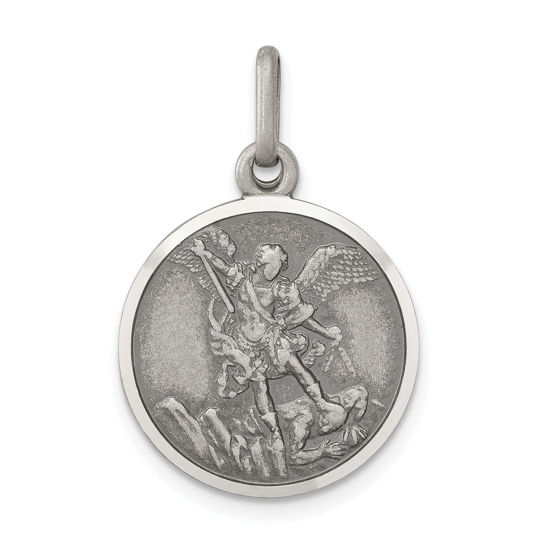 Sterling Silver Antiqued Saint Michael Medal
