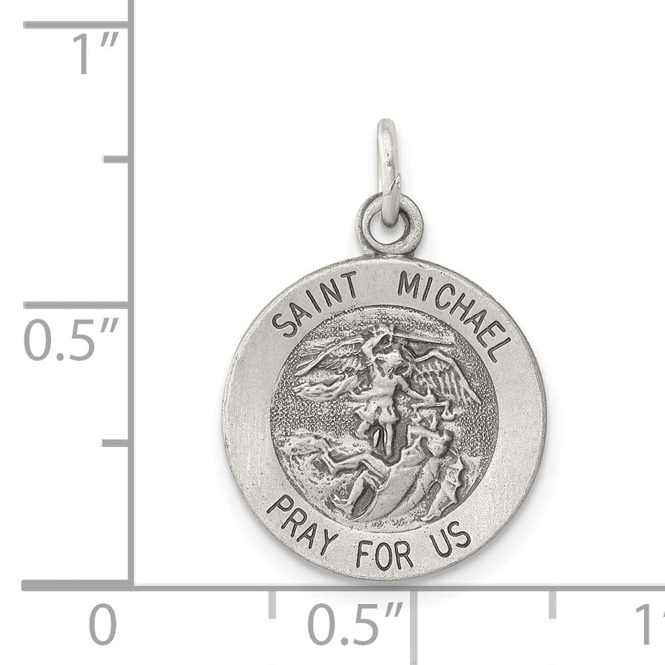Sterling Silver Antiqued Saint Michael Medal Pendant