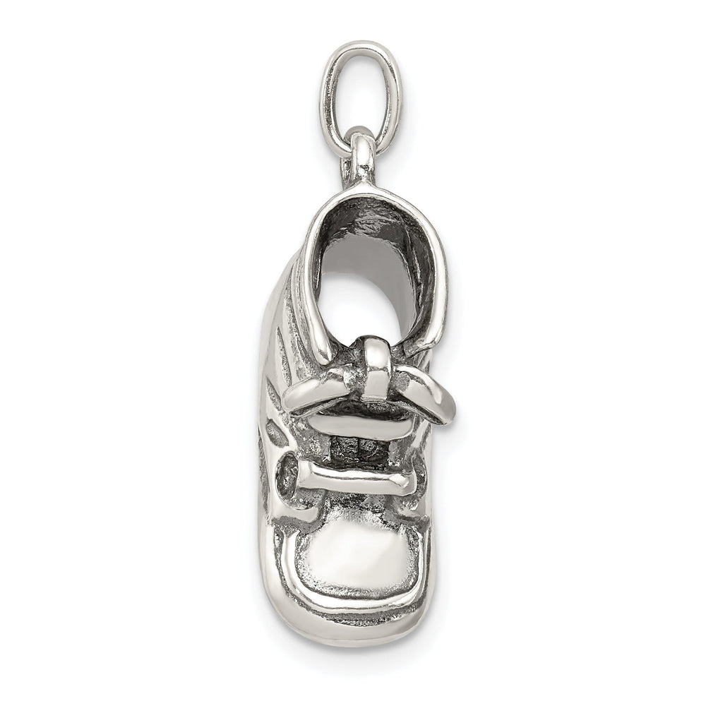 Silver Polished Antique 3-D Baby Shoe Charm