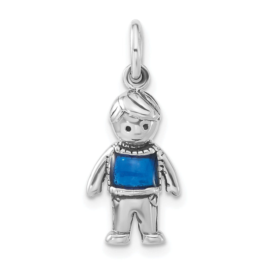 Sterling Silver Antiqued Enamel Marine Blue Boy