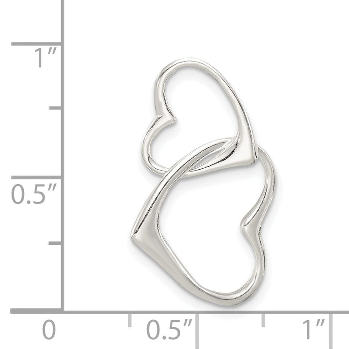 Sterling Silver Double Heart Slide Pendant