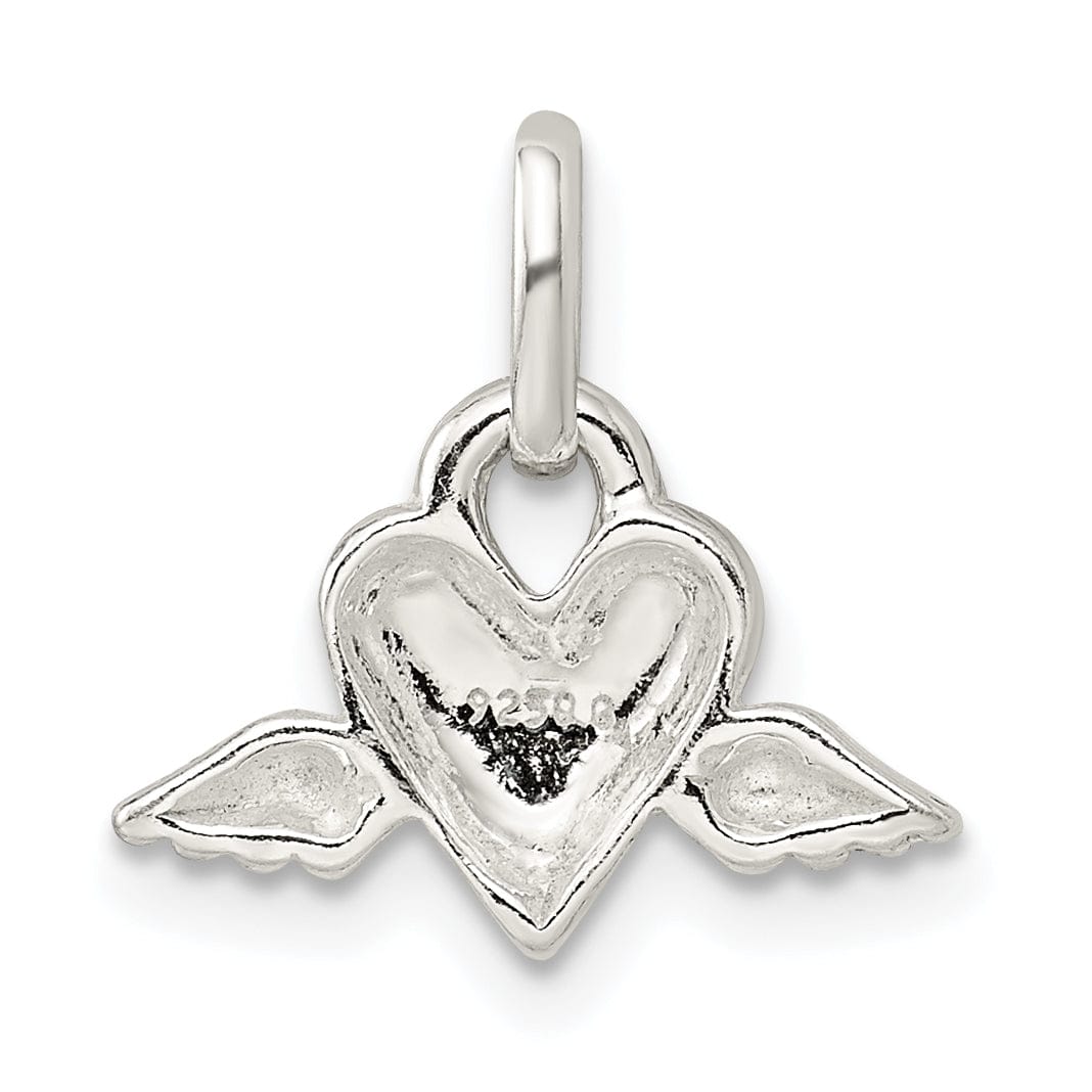 Sterling Silver Open Heart with Wings Charm