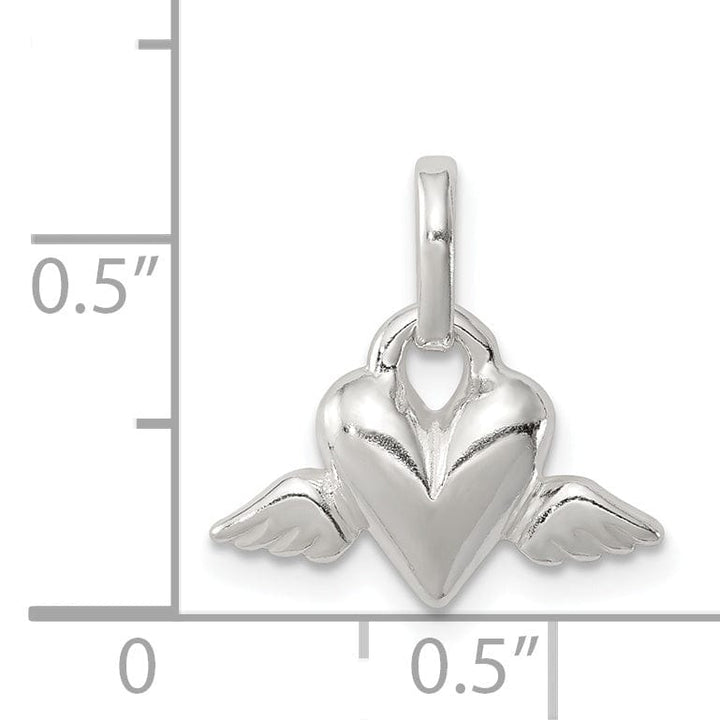 Sterling Silver Open Heart with Wings Charm