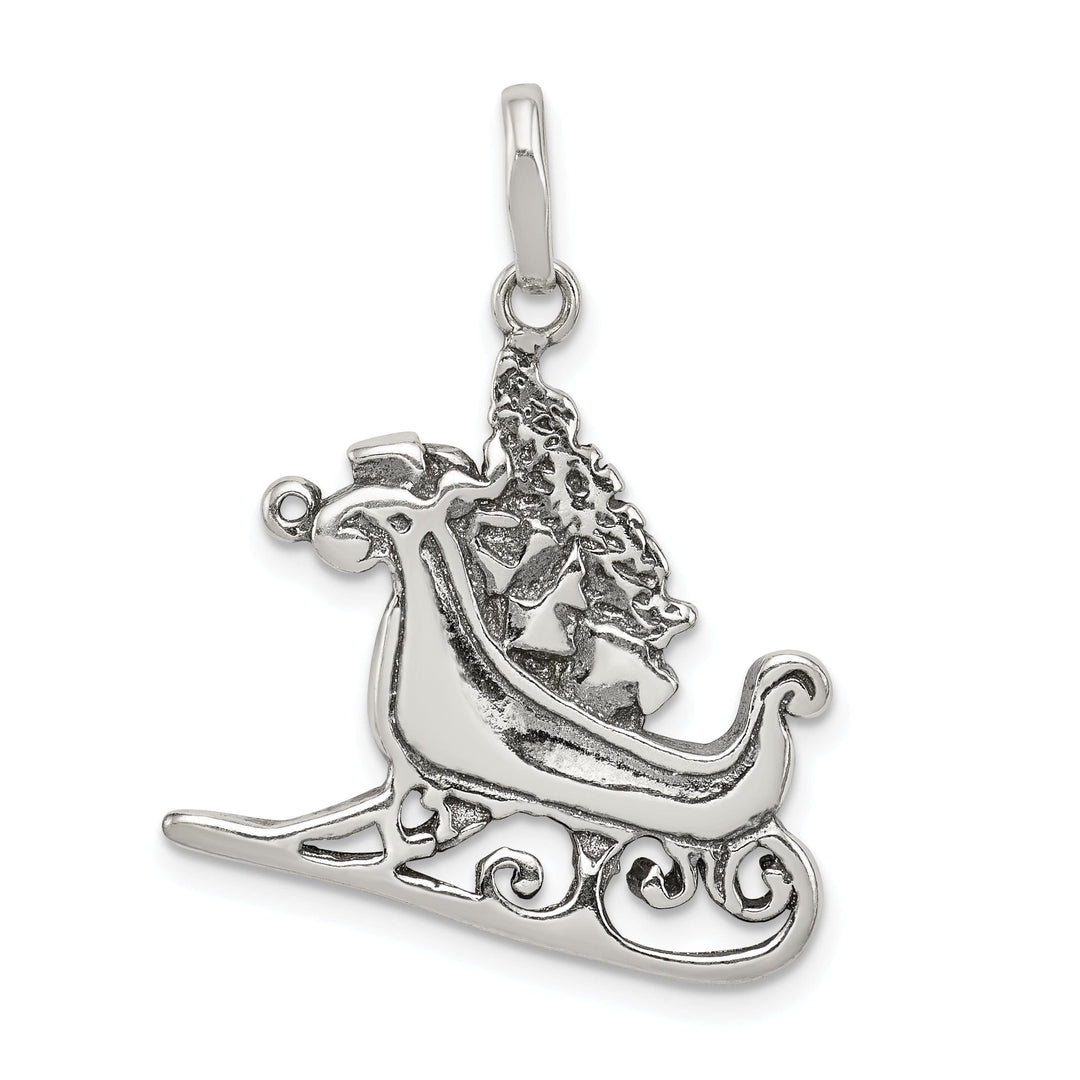 Sterling Silver Antiqued Sleigh Charm Pendant