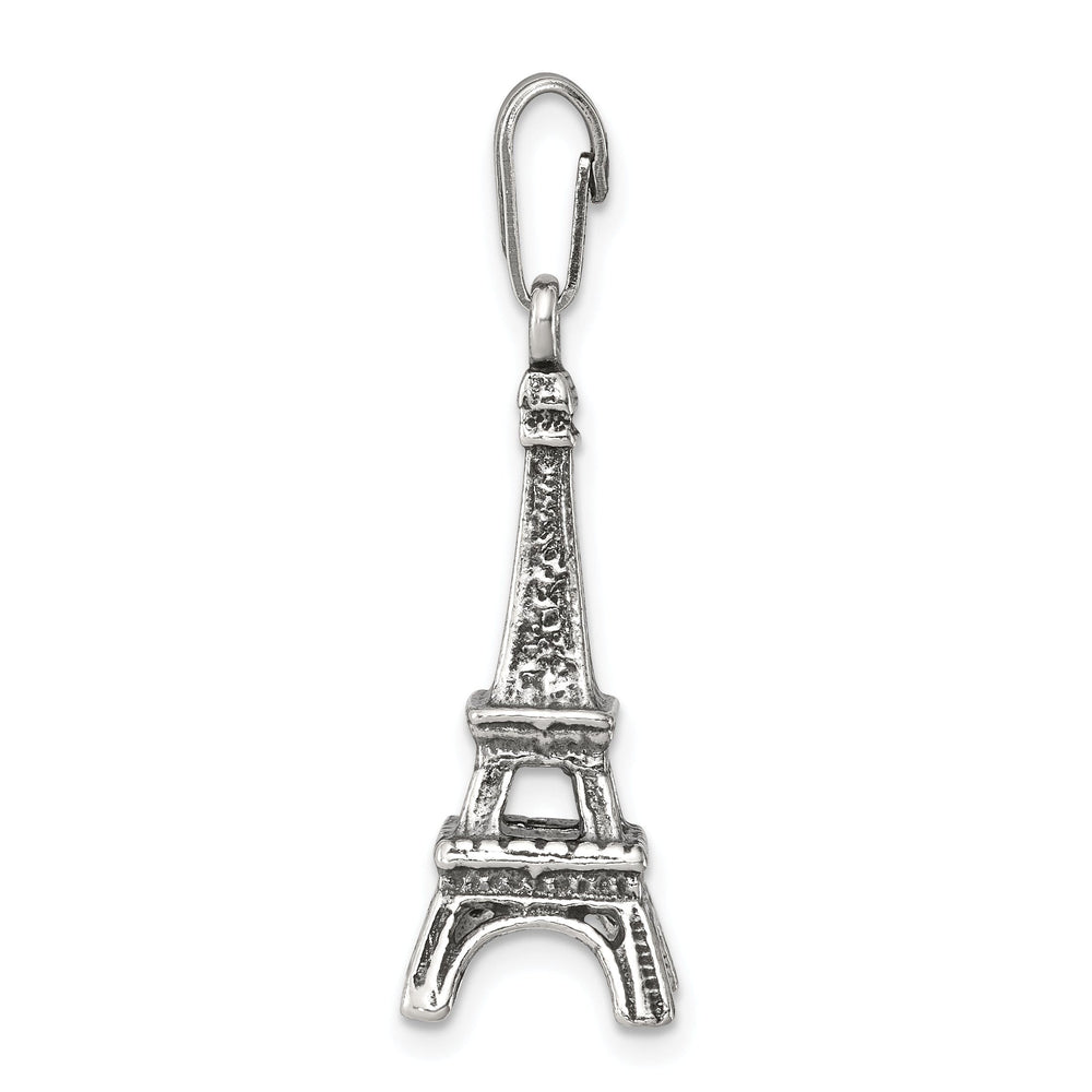 Silver Polished Finish 3-D Eiffel Tower Charm