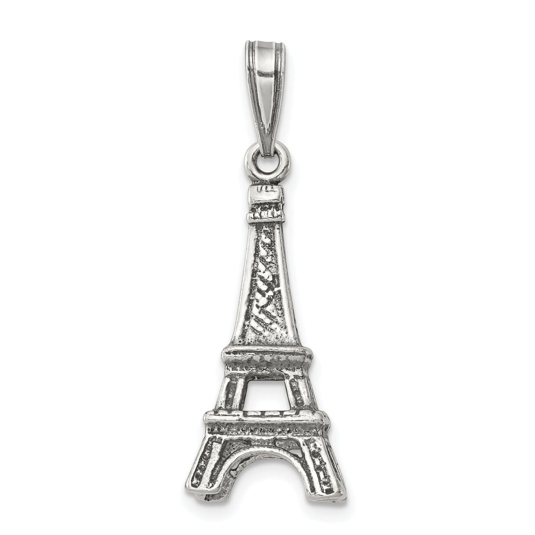 Silver Polished Finish 3-D Eiffel Tower Charm